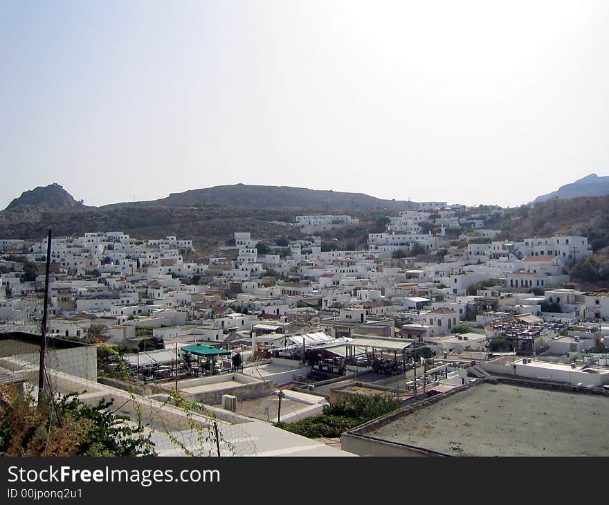 A view of Lindos, a beautiful city in Rhodes