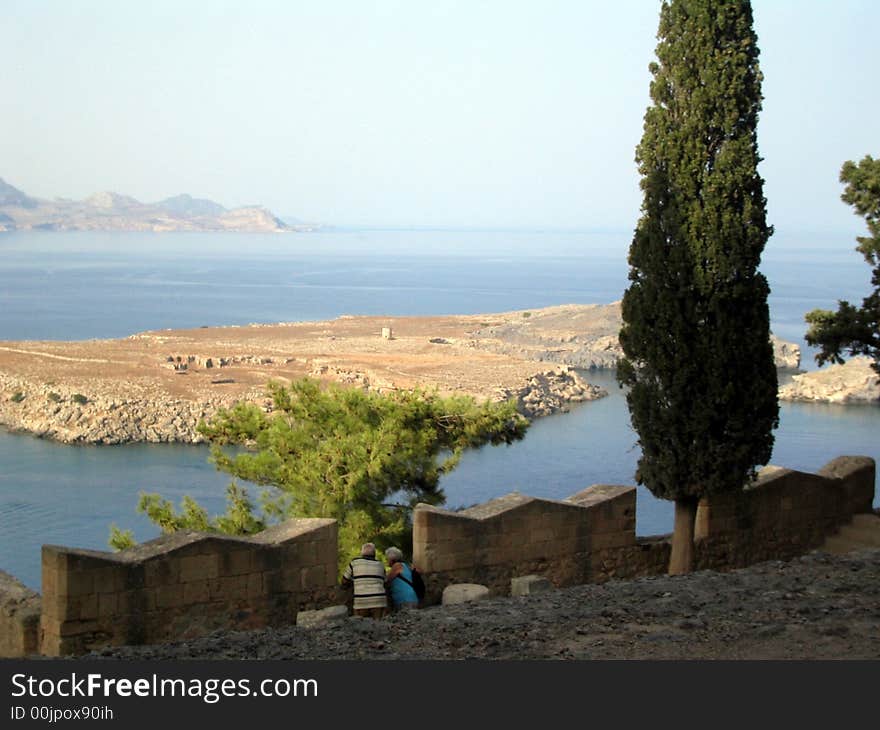 The acropolis of Lindos in the island of Rhodes. The acropolis of Lindos in the island of Rhodes