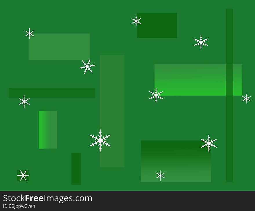 Green Background With Snowflak