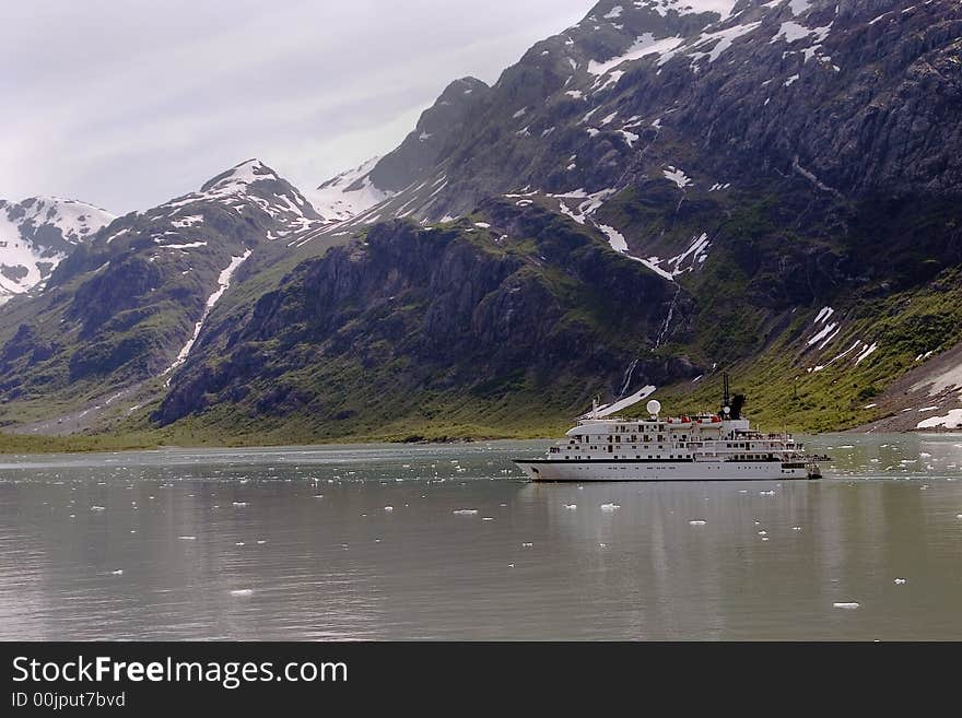 Glacier flowing into ocean in Alaska. Glacier flowing into ocean in Alaska