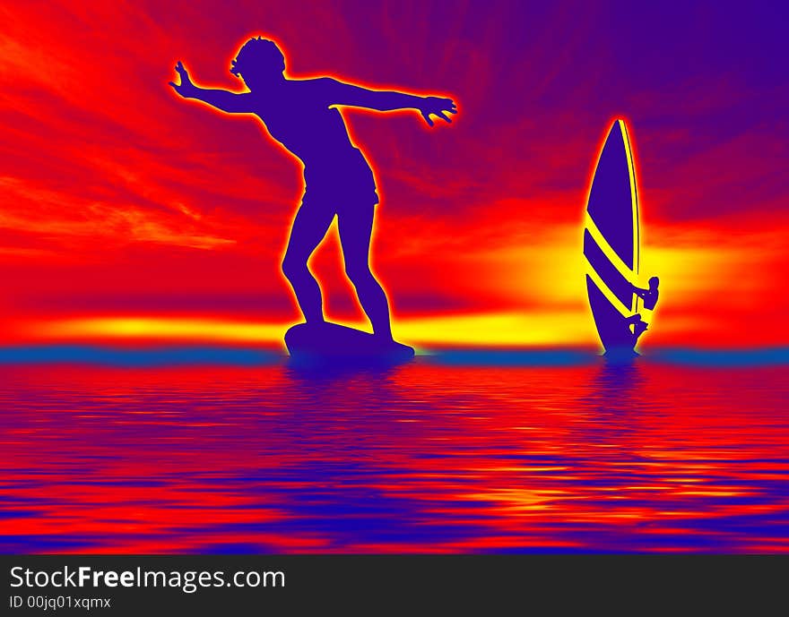 Windsurfing In Red