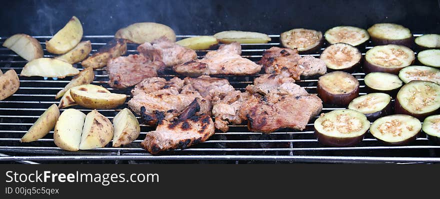 Food Grilled On BBQ Grill