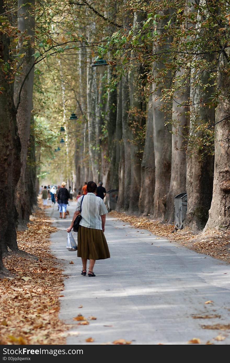 Woman walking in the alley