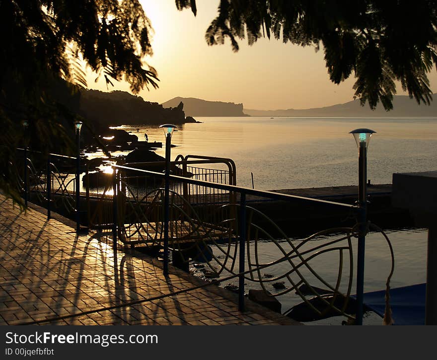 First rays of the sun 
in  paradise , villlage Paradise(Noviy Svet) in Cremea, Ukraine