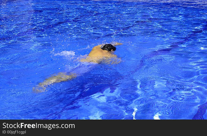 Trendy swimming in the resort