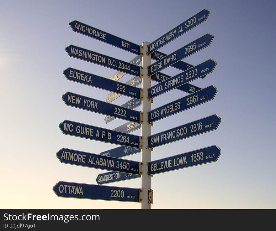 Direction sign post found in cold greenland with city name and distance. Direction sign post found in cold greenland with city name and distance.