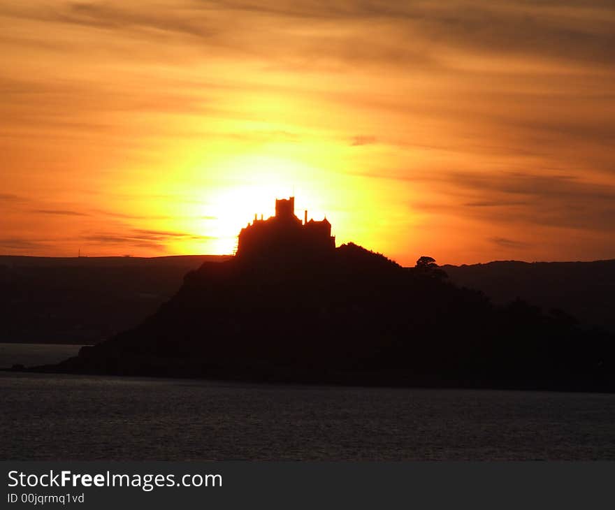 Sunset over sea in UK