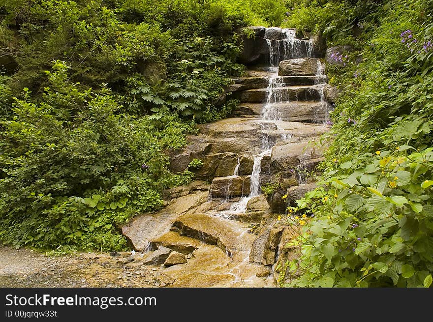 Waterfall in the Kachkar park in east Turkey