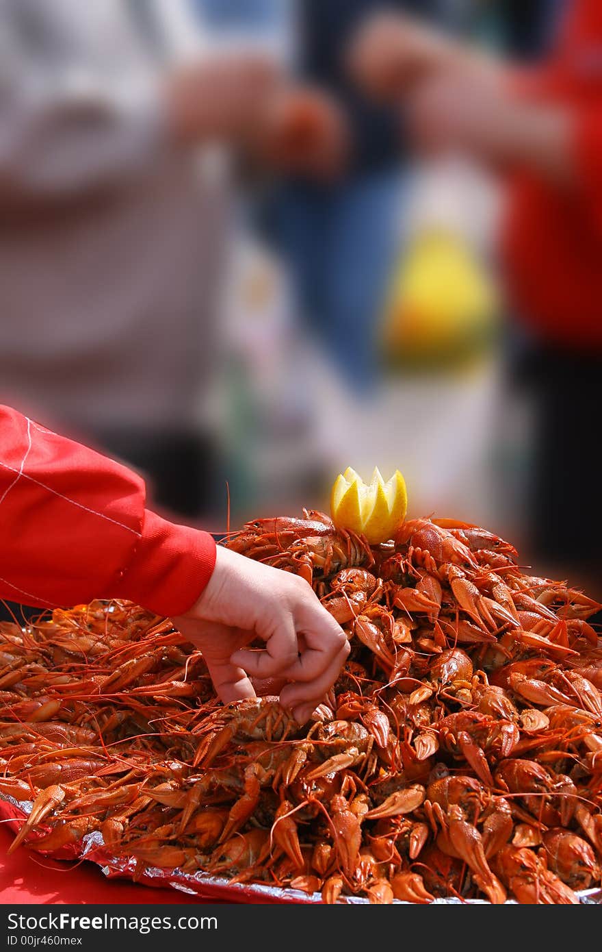 Big Tray Of Boiled Crayfishes