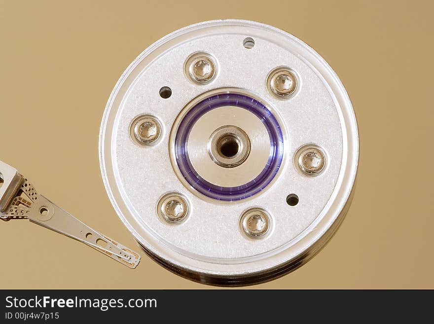 Close-up shot of a hard disk drive. Close-up shot of a hard disk drive