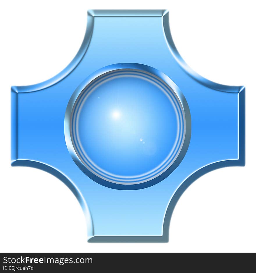 Design element - blue button with flash