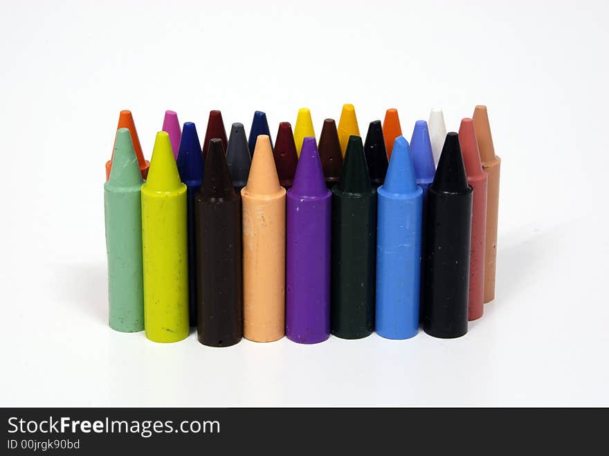 A wide selection of colourful childrens wax crayons