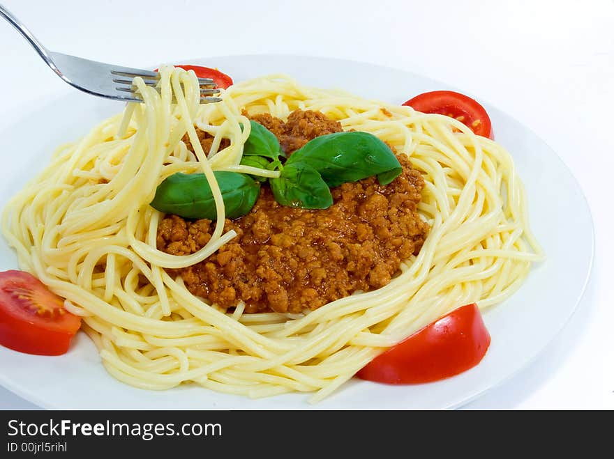 Spaghetti with sauce bolognese