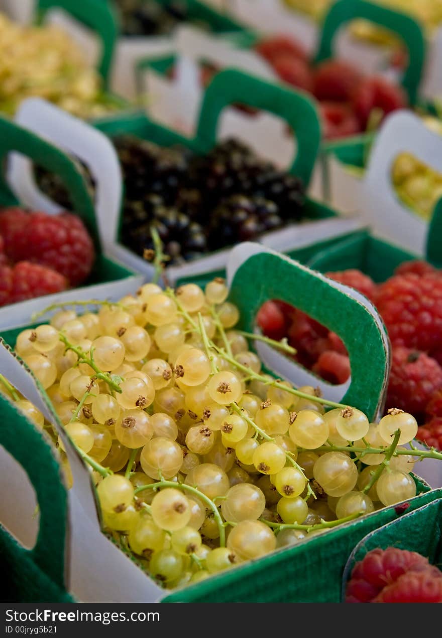 Mix of berries in trays