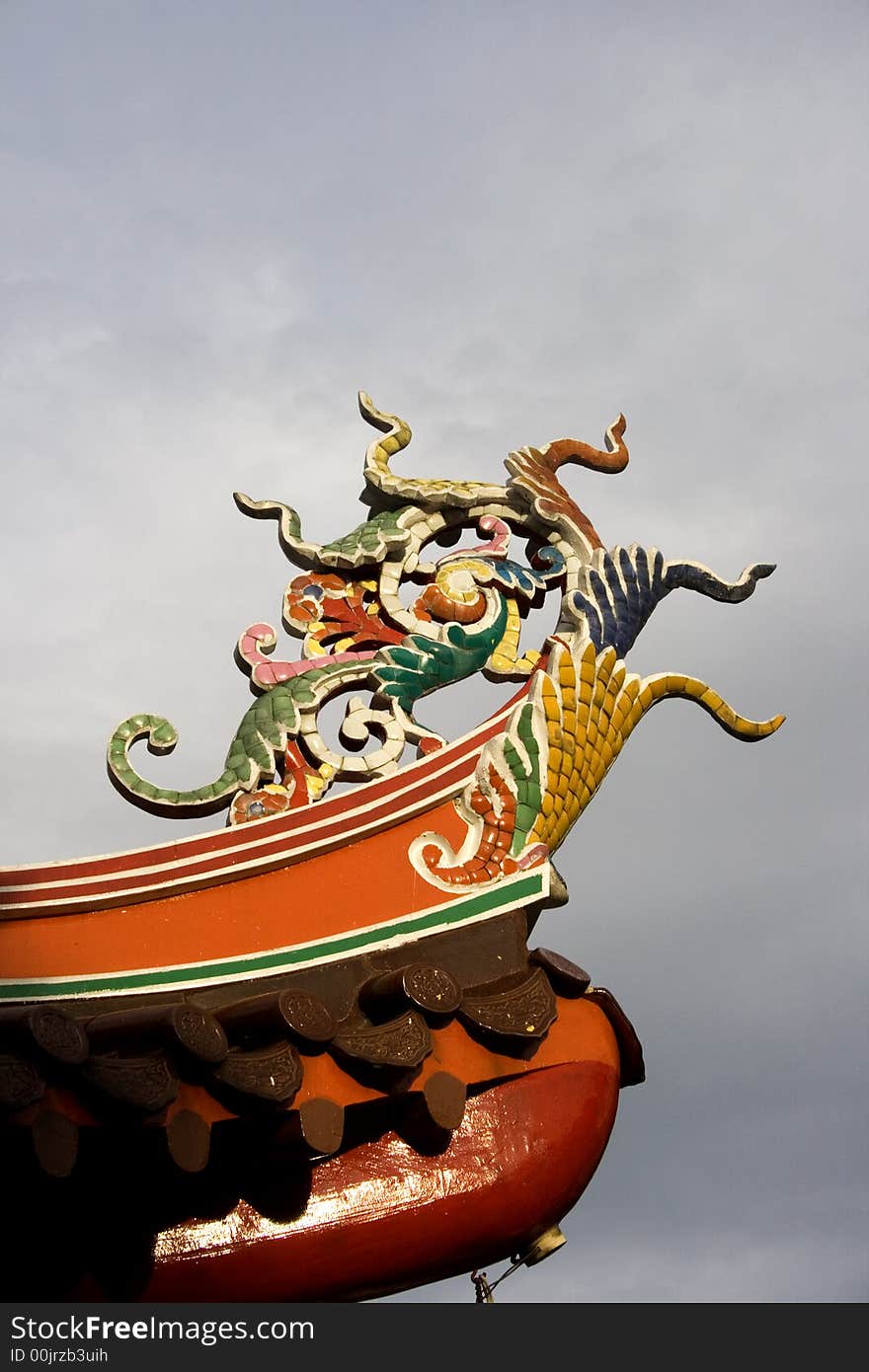 One corner of Rooftop in a Chinese temple in Singapore. One corner of Rooftop in a Chinese temple in Singapore.