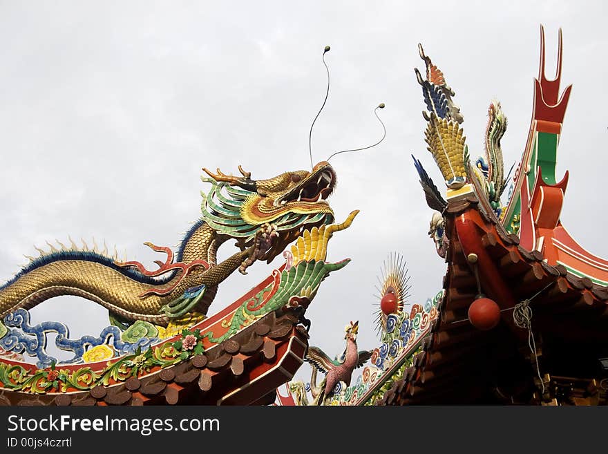 One corner of Rooftop in a Chinese temple in Singapore. One corner of Rooftop in a Chinese temple in Singapore.