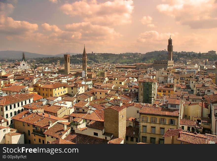 Aerial view on red roofs of Florence. Aerial view on red roofs of Florence.