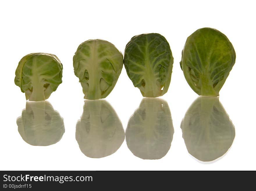 Brussels sprouts isolated over white background. Brussels sprouts isolated over white background