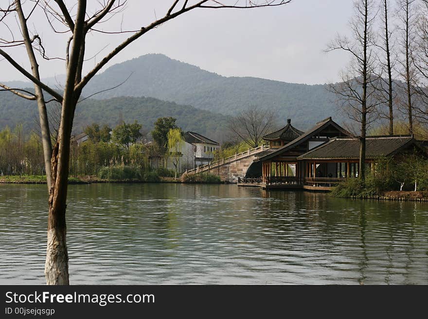 Lake and mountain in china