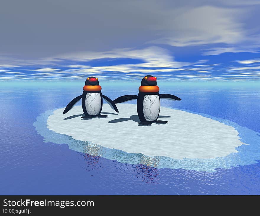 Penguins in the ice