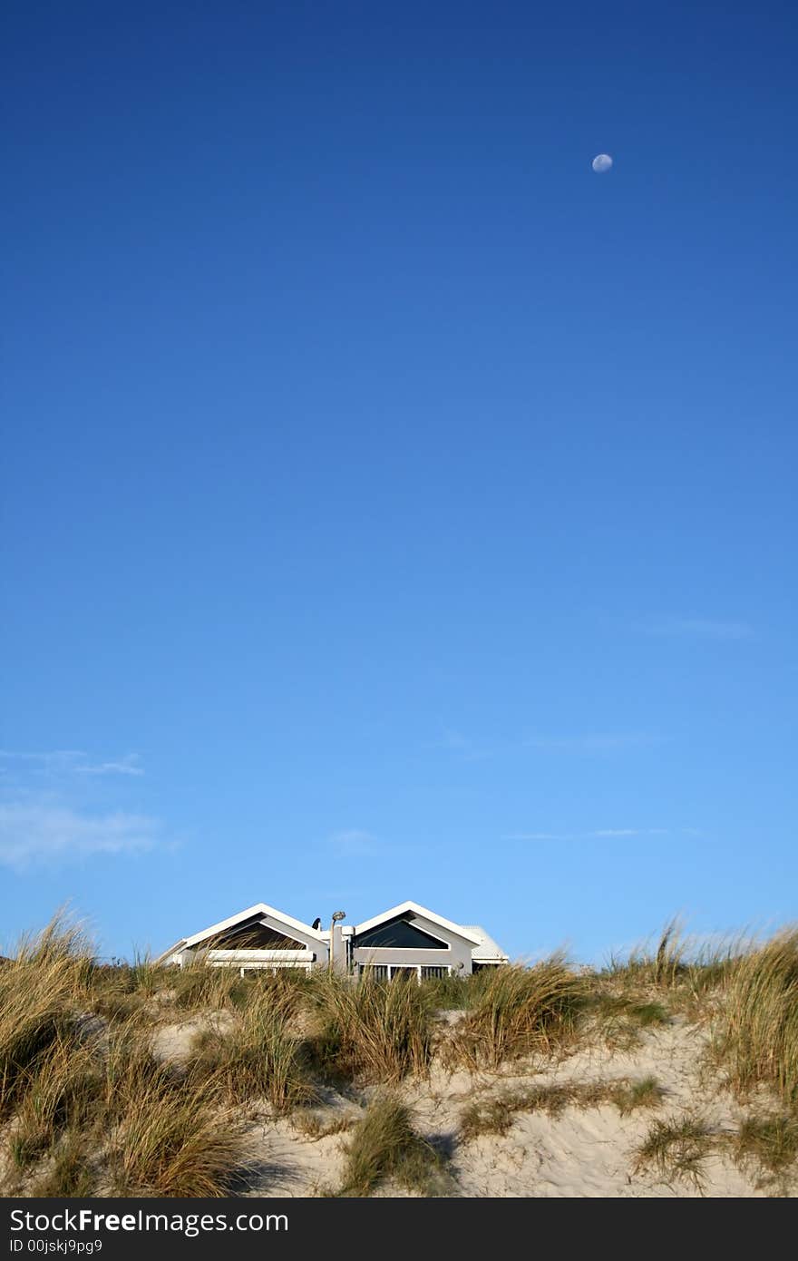 Moon over beach houses