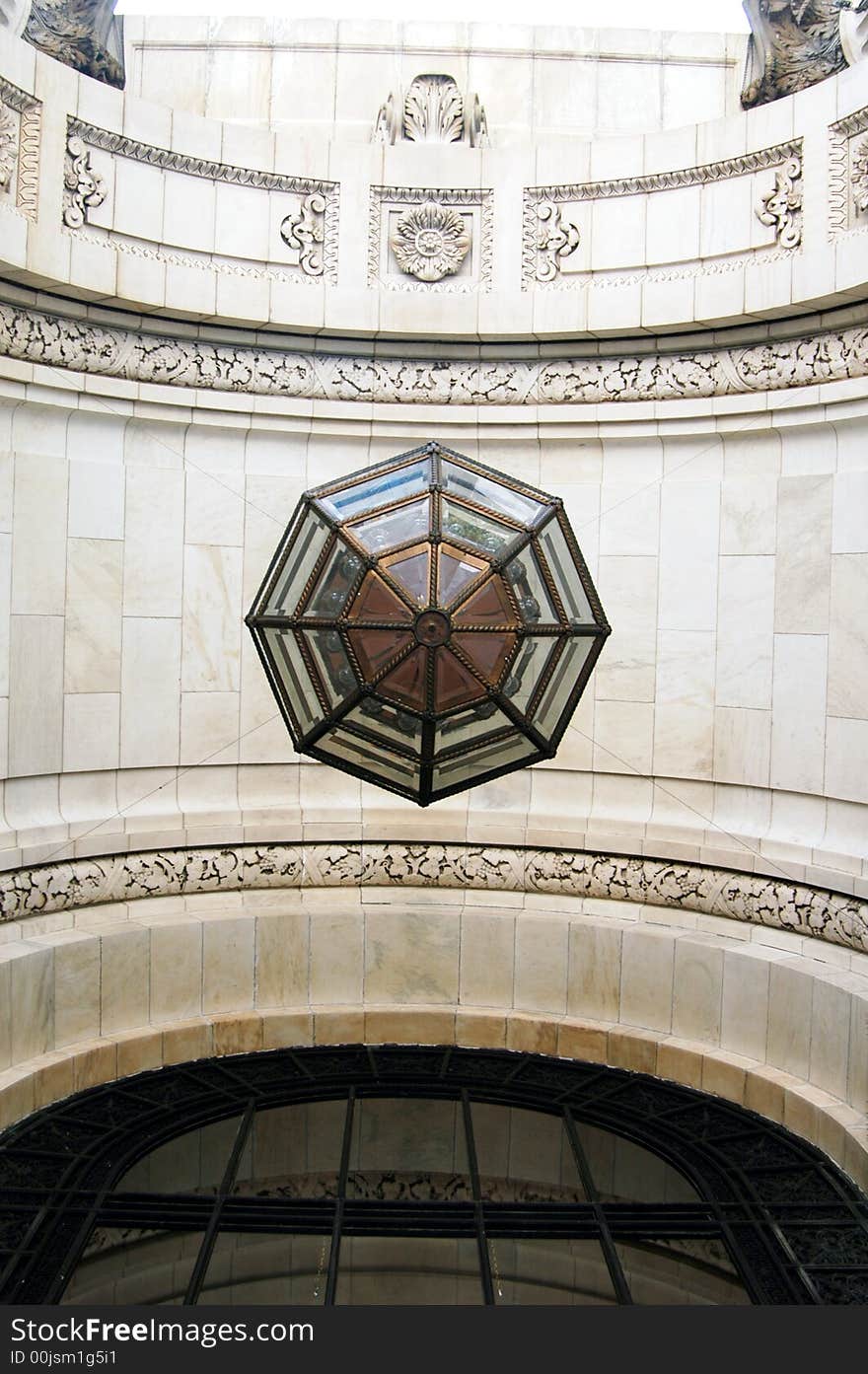 Library ceiling and chandelier