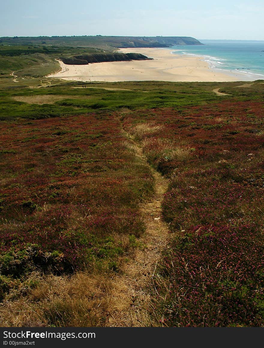 A path leading to the beach in Brittany. A path leading to the beach in Brittany