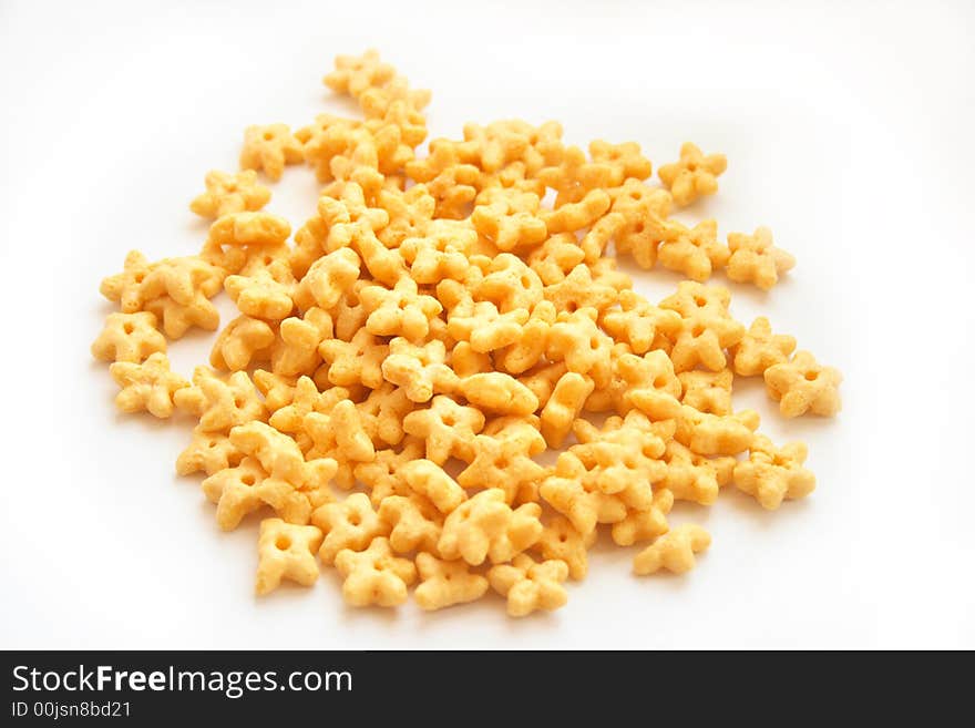 On a photo corn-flakes. A photo on a white background