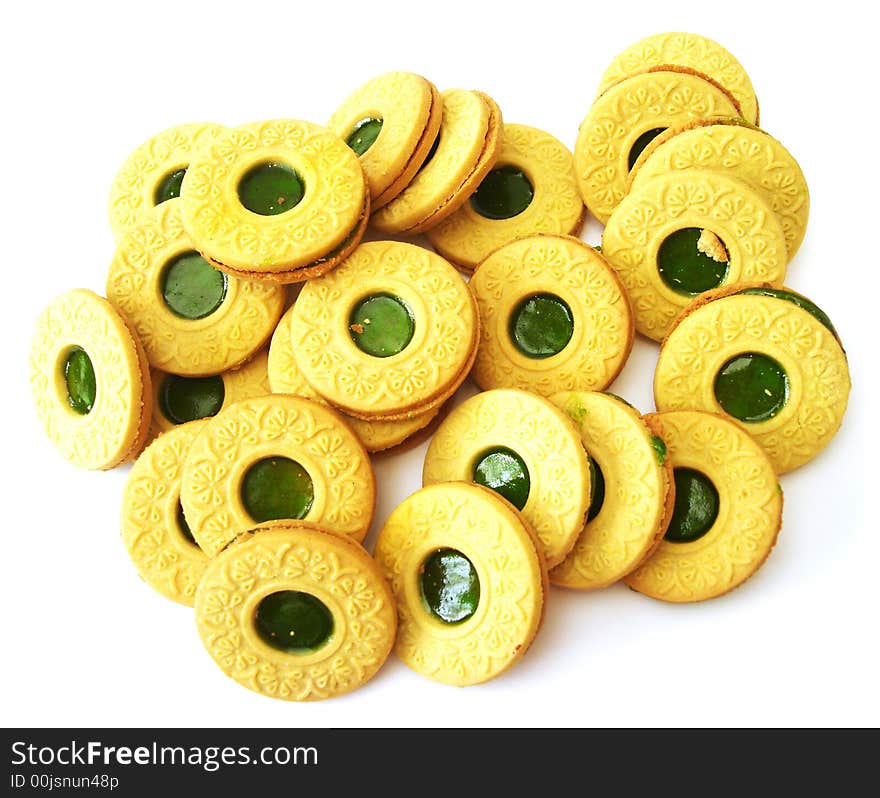 Cookies with kiwi jelly