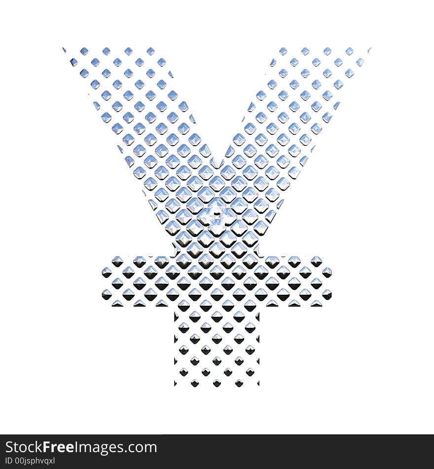 Isolated dotted chrome money sign. Isolated dotted chrome money sign