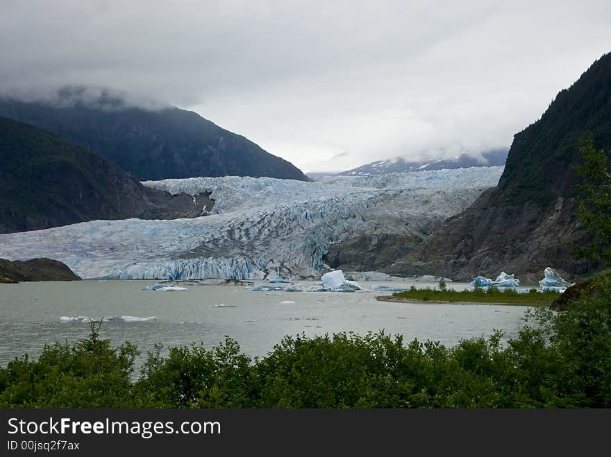 The Mendenhall Glacier in Juneau Alaska