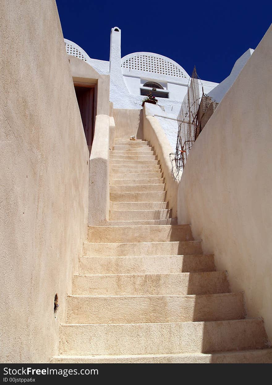 Santorini architecture-stairs. Architecture detail-stairs.