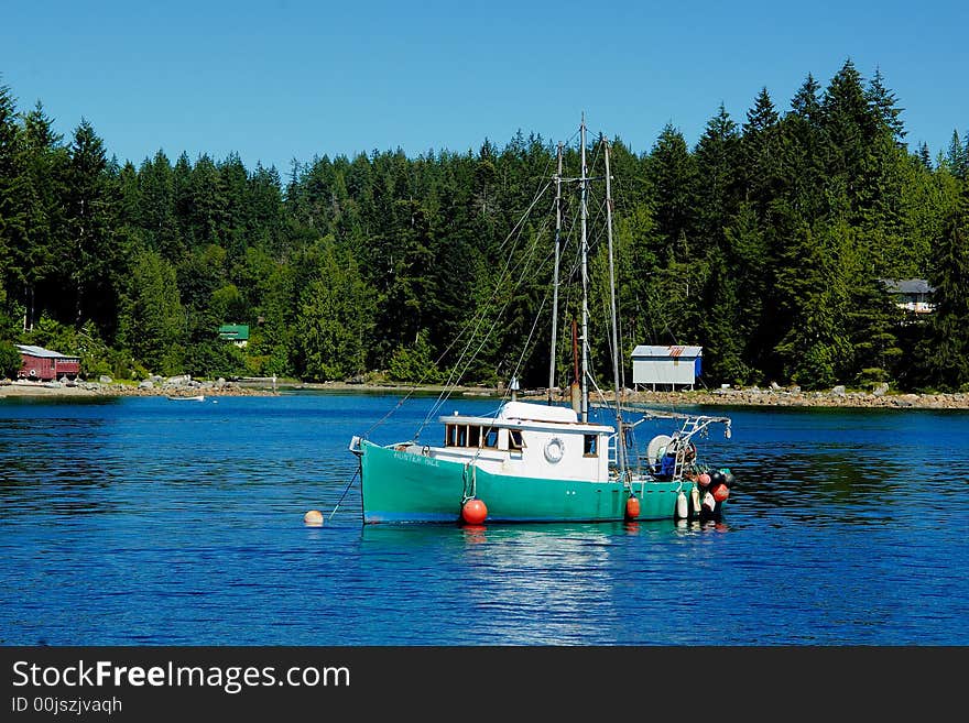 Fish boat in the inlet of Vancouver Island