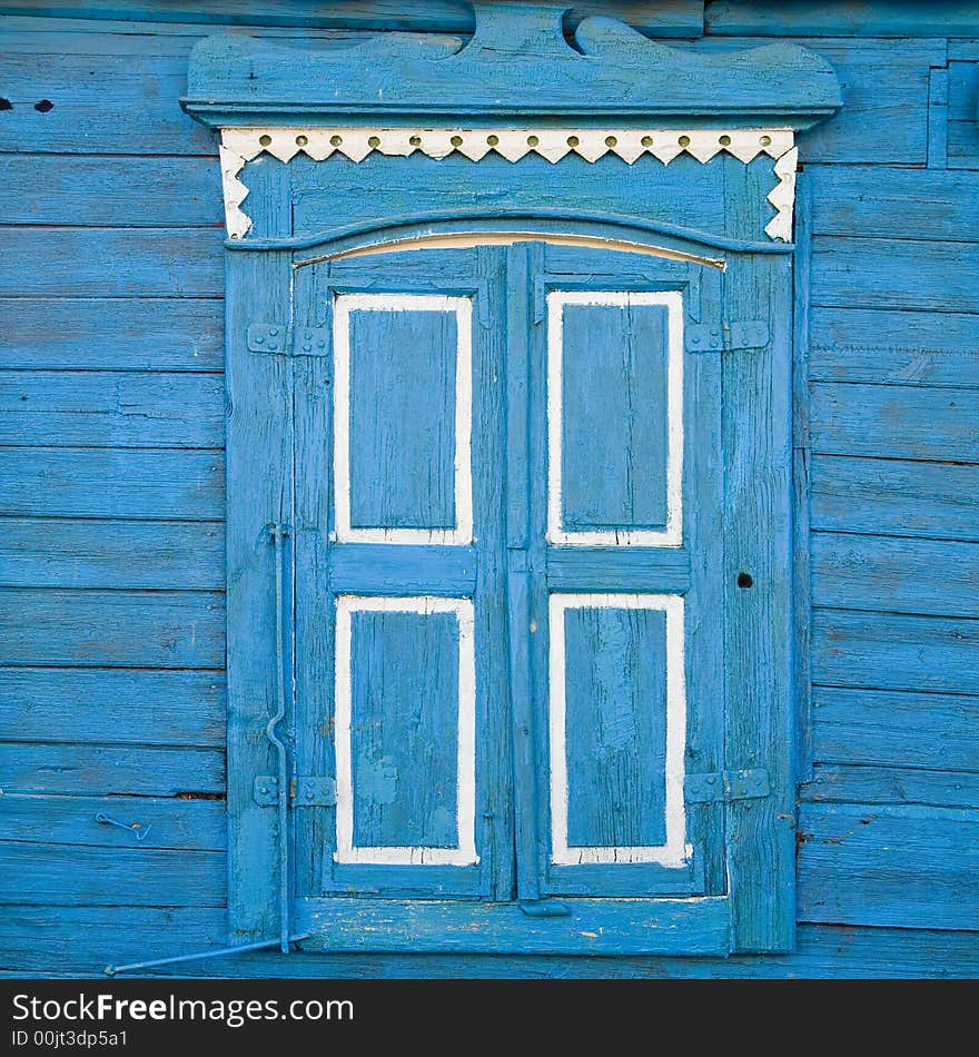 Traditional russian window with shutter from Engels