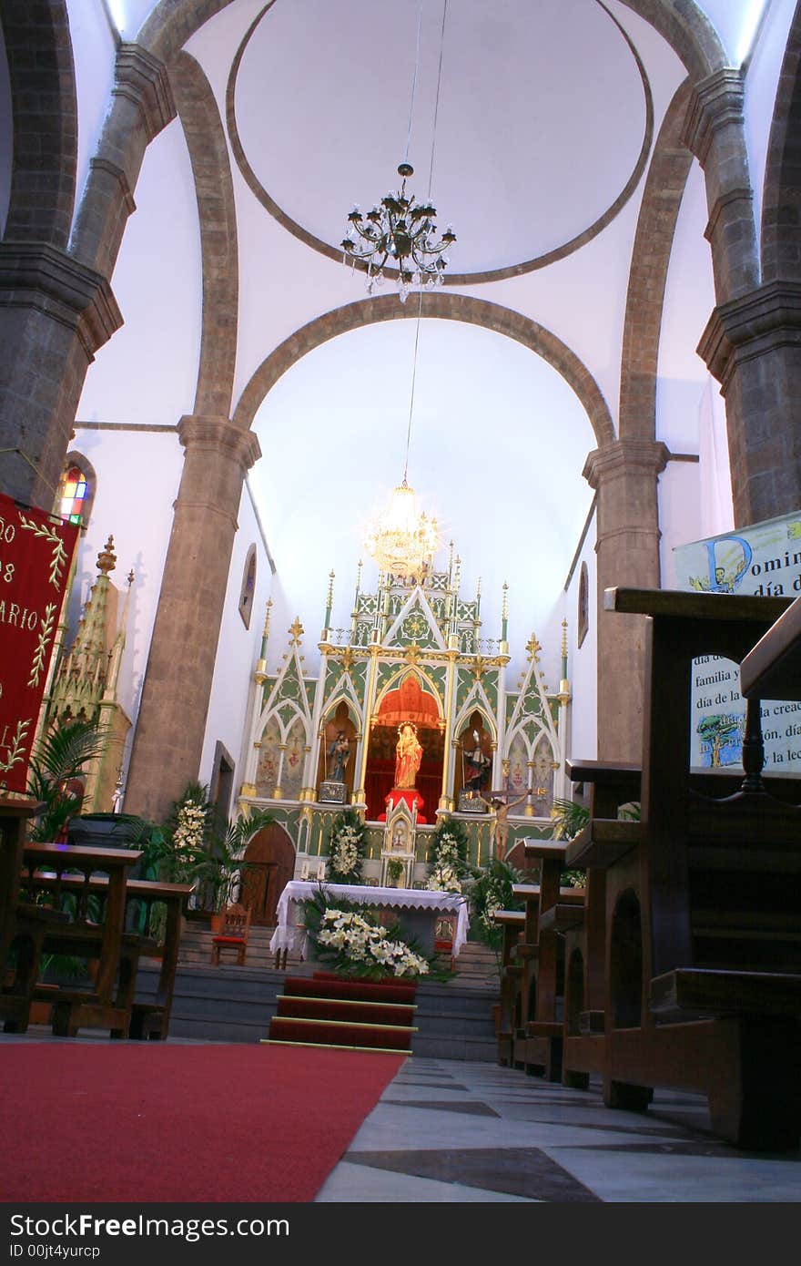 Altar of Candelaria Church in Canary Islands a place of pilgrimage. Altar of Candelaria Church in Canary Islands a place of pilgrimage