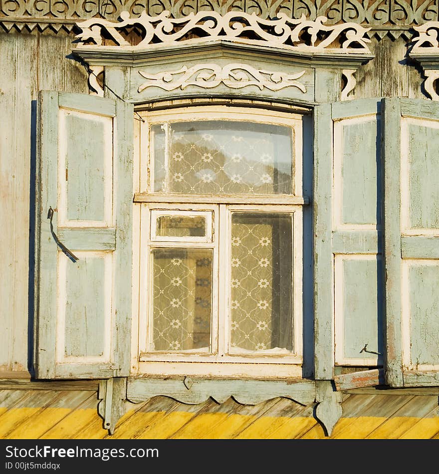 Traditional russian window with shutter from Engels