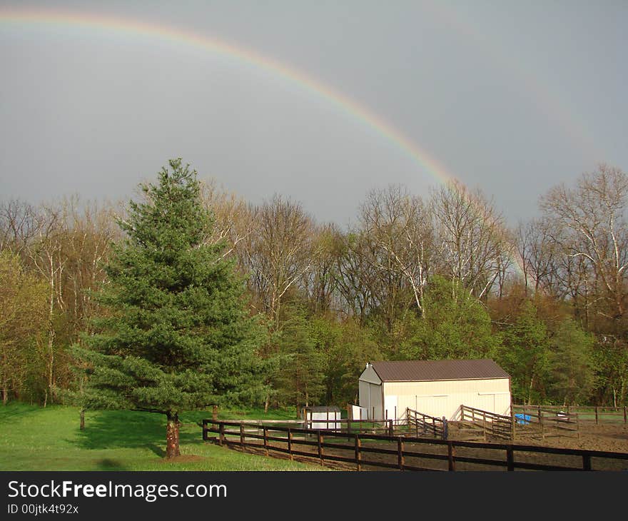 Rainbow over the barn