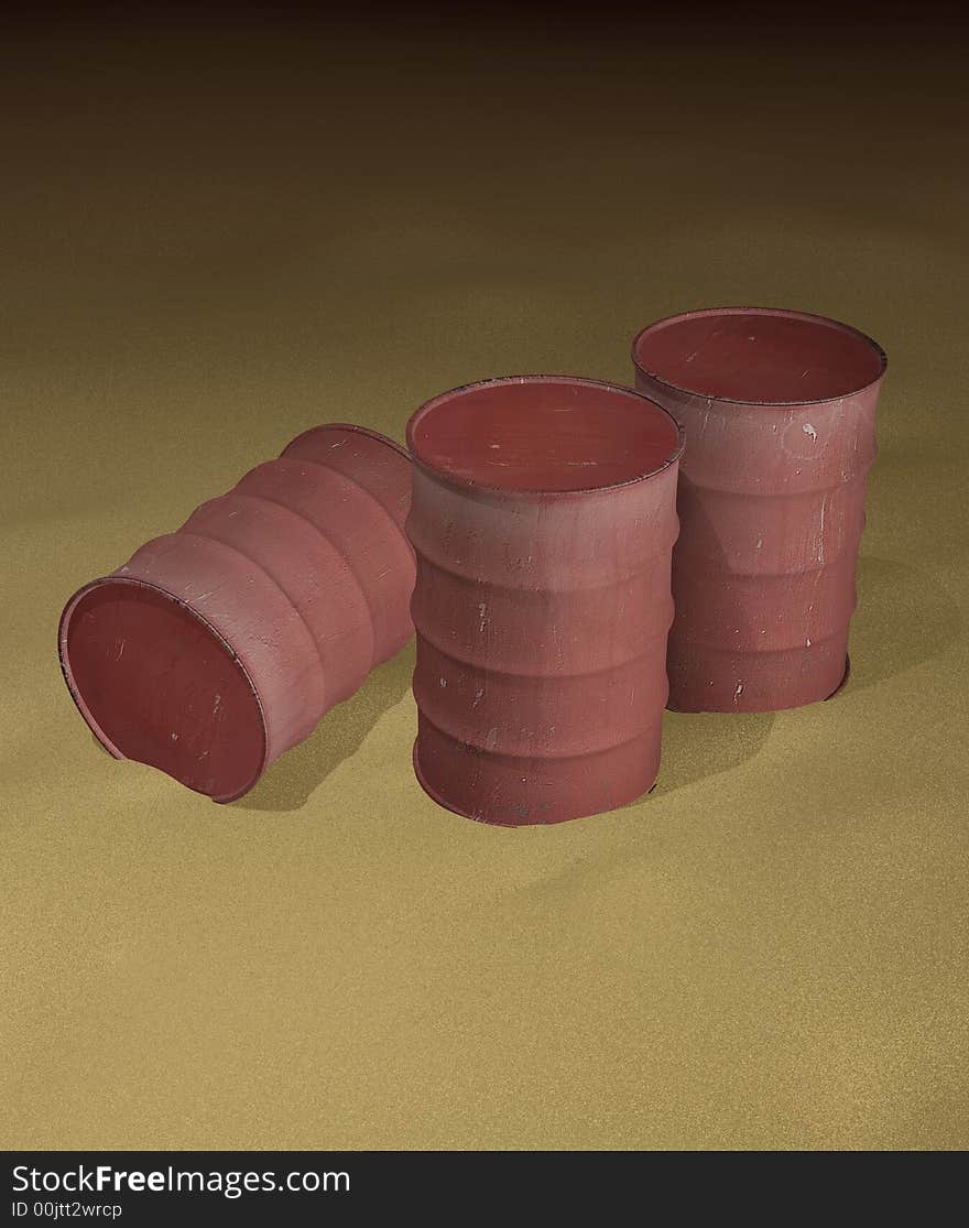 Oil barrels in a desert