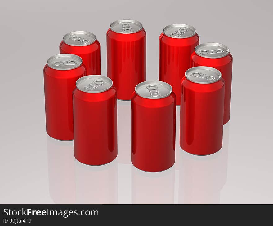 3d concept illustration of soda cans