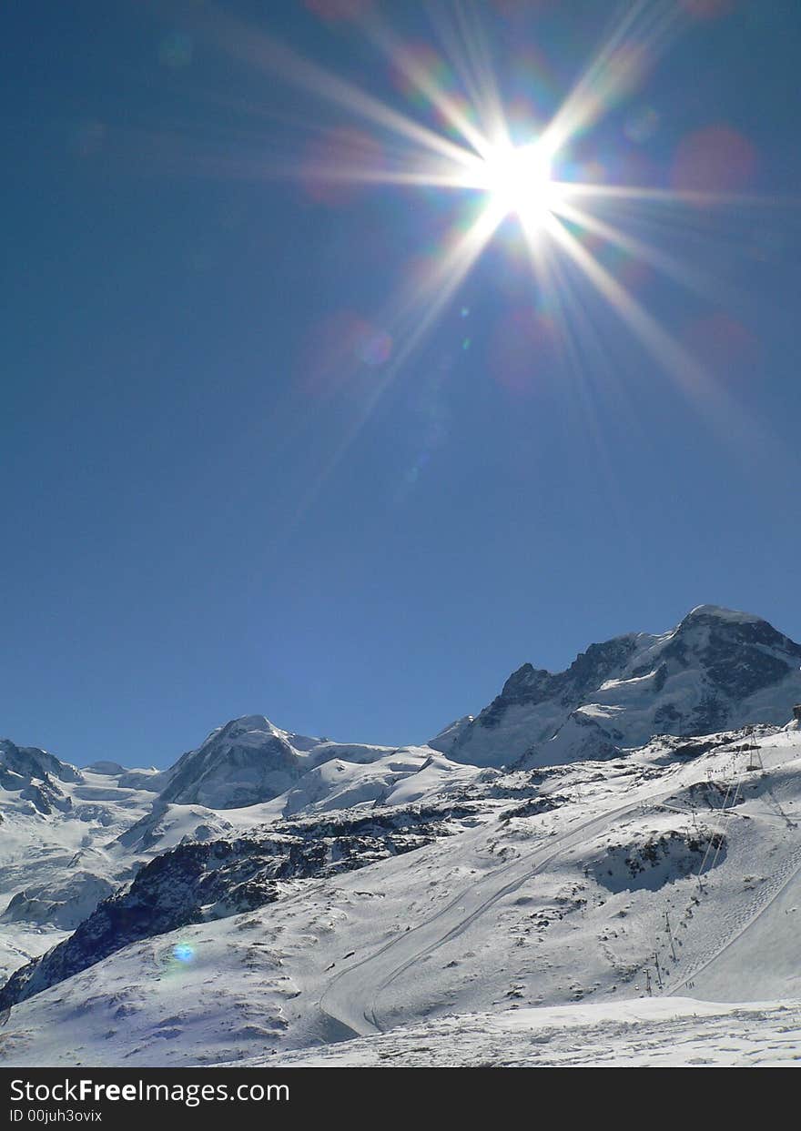 Snowy mountain view from swiss Alps. Snowy mountain view from swiss Alps