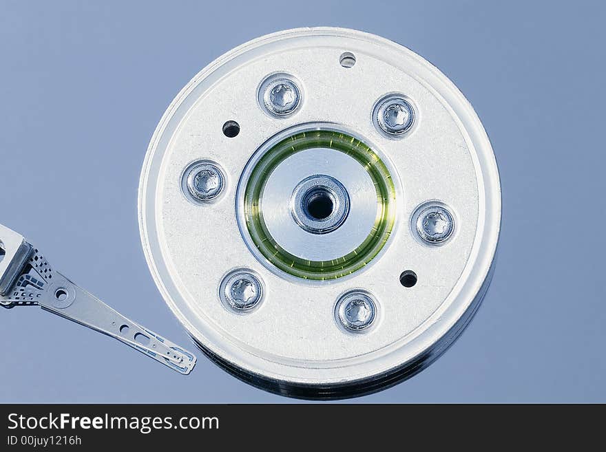 Close-up shot of a hard disk drive. Close-up shot of a hard disk drive