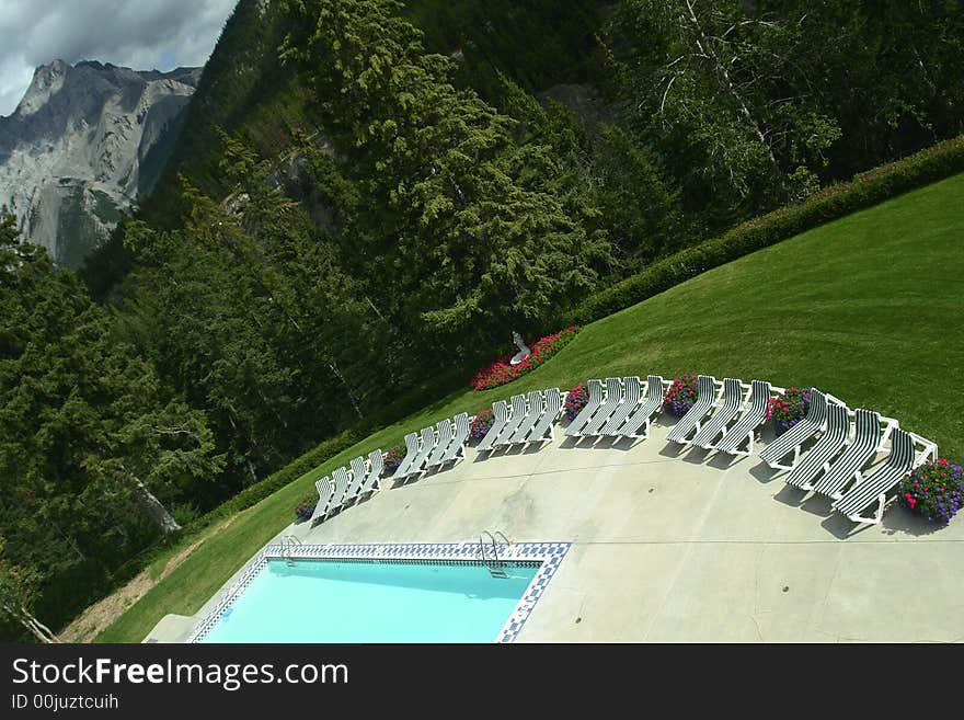 Outdoor pool at a hotel in Banff, Canada. Outdoor pool at a hotel in Banff, Canada