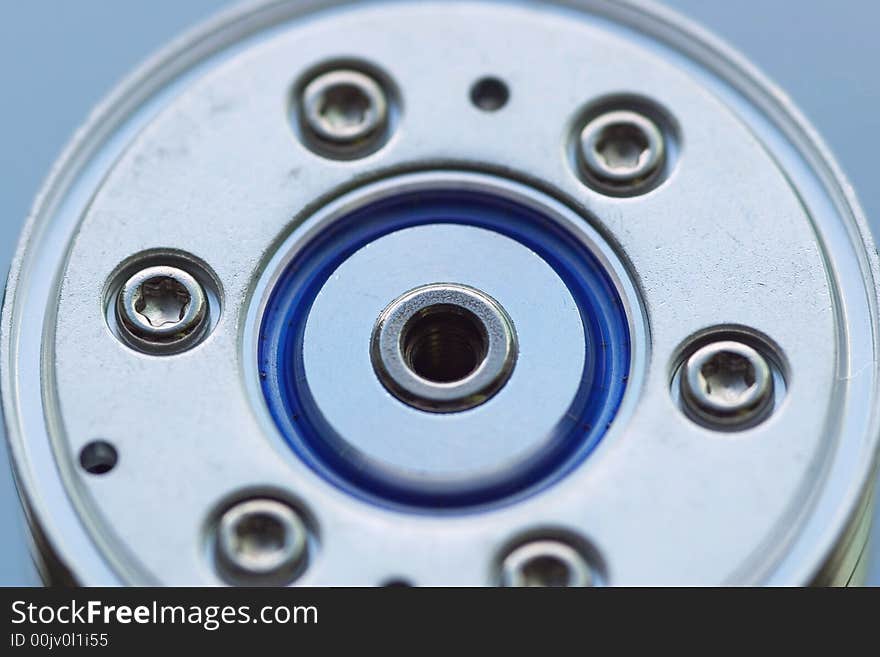 Close-up shot of a hard disk drive. Close-up shot of a hard disk drive