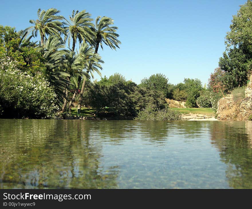 Sunlight in water in park in Israel