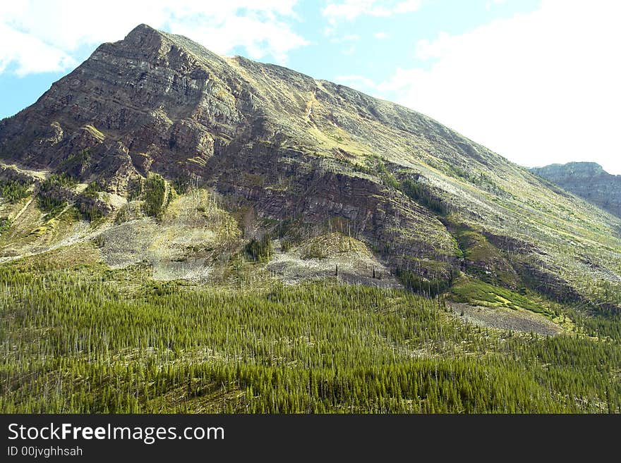 Rugged mountain peak in Canada's Rocky Mountain Range