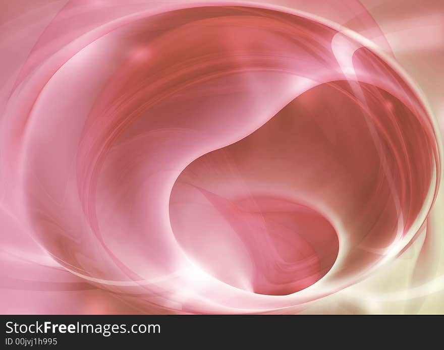 Abstract red background with curves and shining light