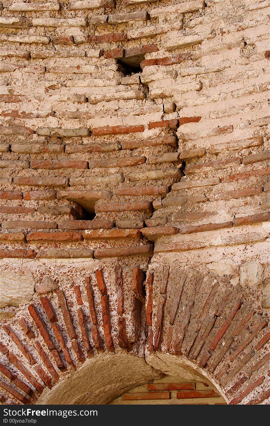 An old brickworked wall with the big crack. An old brickworked wall with the big crack