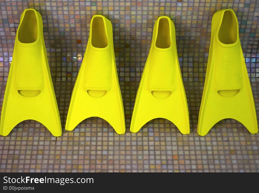 Four yellow flippers