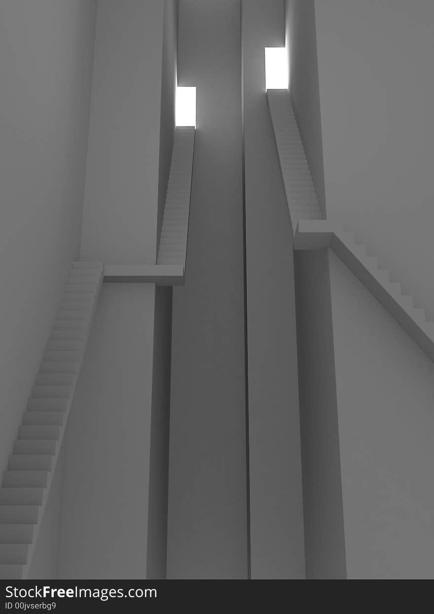 3d rendering illustration of high stairs