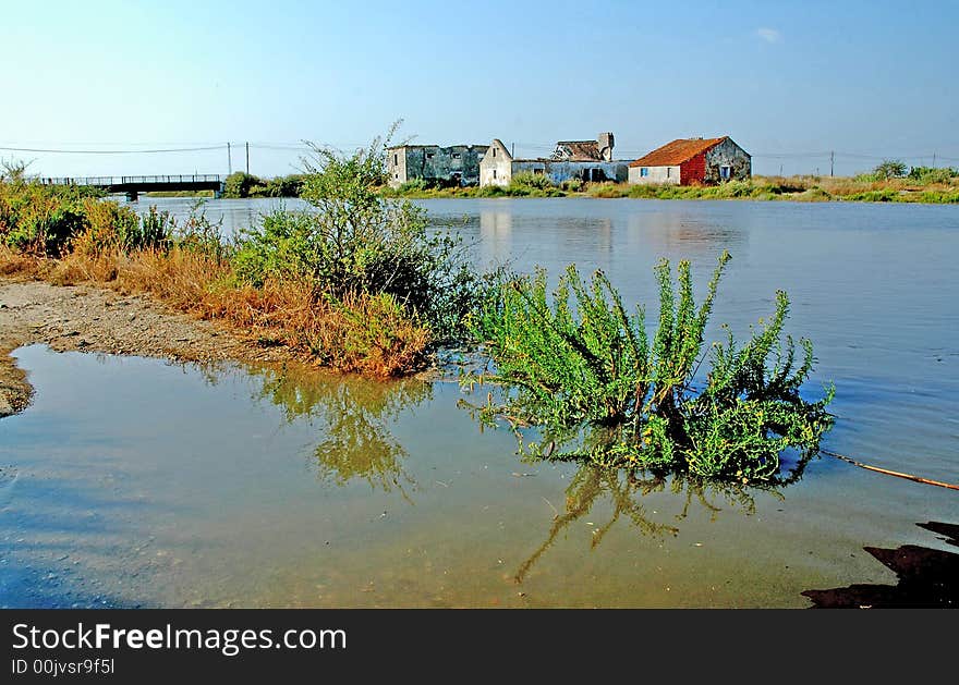 Waters are coming at the Tagus River Estuary. Site is called Ribeira das Enguias. Waters are coming at the Tagus River Estuary. Site is called Ribeira das Enguias.